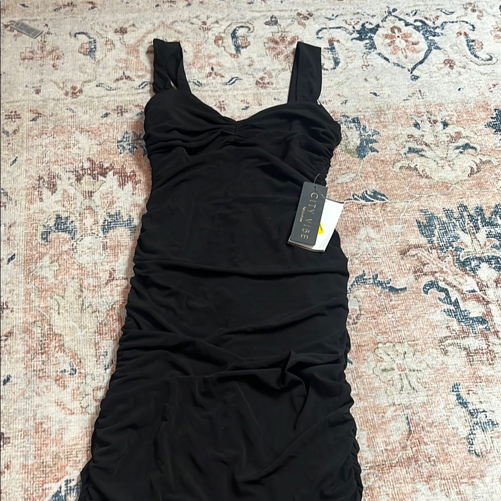 Chic Black Ruched Dress